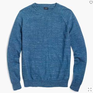 J. Crew Raglan Budded Crewneck Cotton Sweater XS Heather Ocean Nonbinary